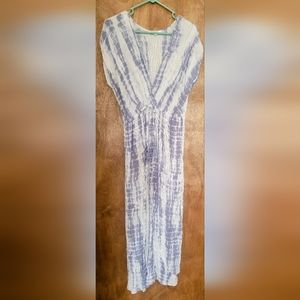 Blue Island tie dye blue and white side slit maxi Size L